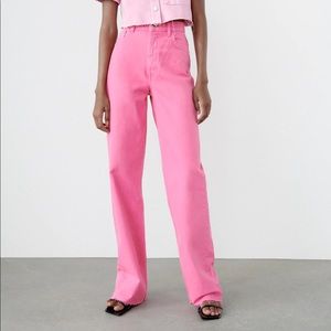 ZARA wide leg pink jeans size 12 NWT!